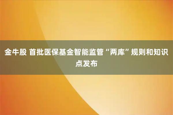 金牛股 首批医保基金智能监管“两库”规则和知识点发布