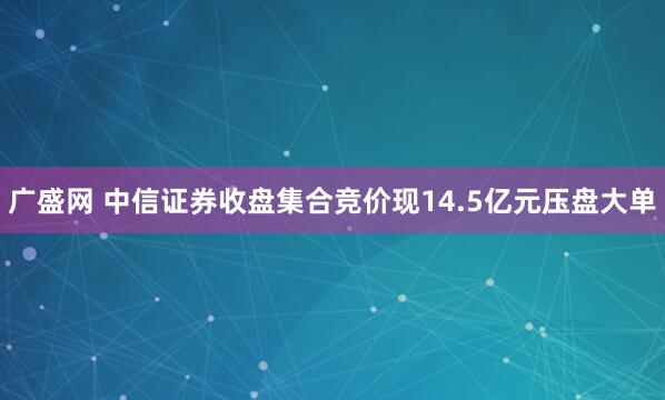广盛网 中信证券收盘集合竞价现14.5亿元压盘大单